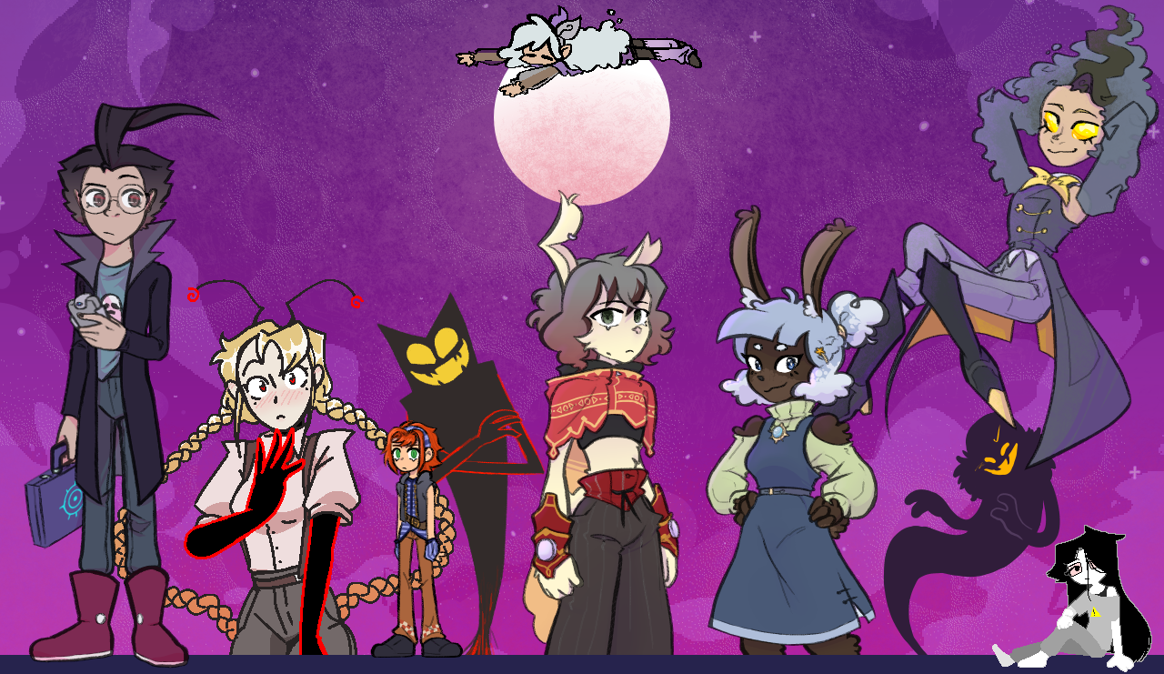 all of phantasia's ukagakas, from left to right: dib, fritzy, ari and stan, zzzzzzzzz, faeia and tahir, SNO stormbringer, snatcher, and vera thandi.